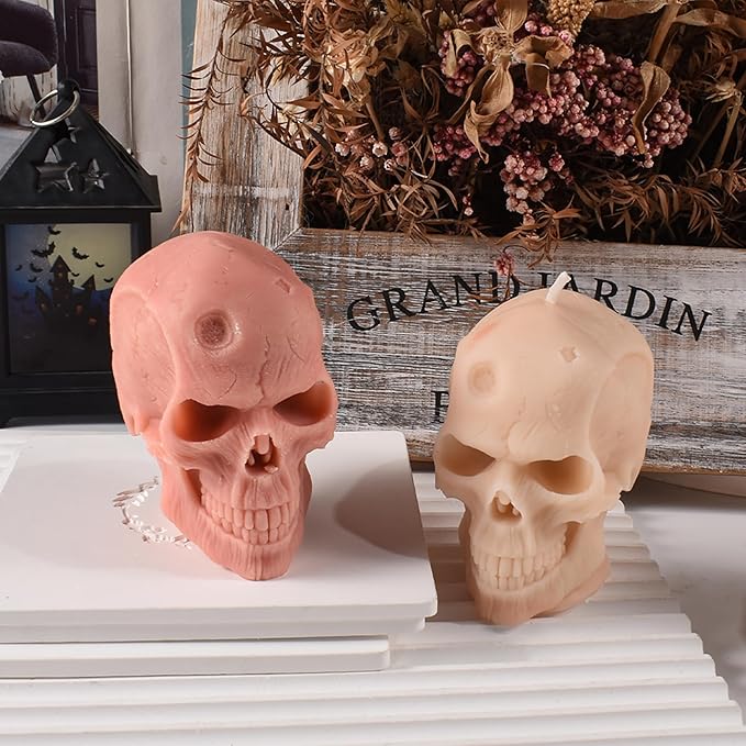 Skull Head Candle Mold - Resin Casting Silicone Molds for Home Decor & Candle Making Wave Spiral Mold