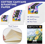 Nicpro Acrylic Paint Canvas Set for Adults, 80PCS Art Painting Supplies Kit with 36 Paints(36ML), Table Wood Easel,10 Canvas Panels,12 Paint Brushes,Paper Pad, Cup, Palette for Beginner Artist Adults