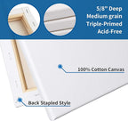 FIXSMITH Stretched White Blank Canvas- 8x8 Inch,8 Pack,Primed,100% Cotton,5/8 Inch Profile of Super Value Pack for Acrylics,Oils & Other Painting Media.