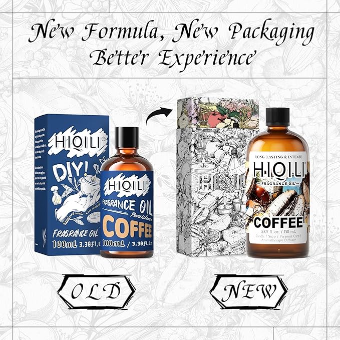 HIQILI Coffee Fragrance Oil for Scent Diffuser & Humidifier, Perfect for Candle, Soap, Perfume Making, New Car & Home - 5.07 Fl Oz