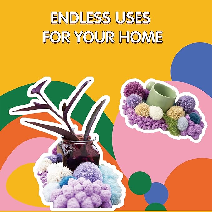 ChillFuzz Latch Hook Kits for Adults - Kids Crochet Kit for Beginners Arts and Craft Kit Moss Rug Coaster Purple Aurora