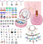 Emibele Bracelet Making Kit for Girls 8-12, Jewelry Making Kit with Portable Jewelry Box, Charm Bead DIY Bracelets Crafts Kit for Kids Age 5 6 7, Girls Gifts Choice on Birthday Valentines Christmas