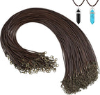 Tudomro 100 Pieces 20 Inch Waxed Leather Necklace Cord Bulk with Clasp Colorful Necklace Bracelet Chains String Rope Cord for Jewelry Making Pendants Charms(Brown)