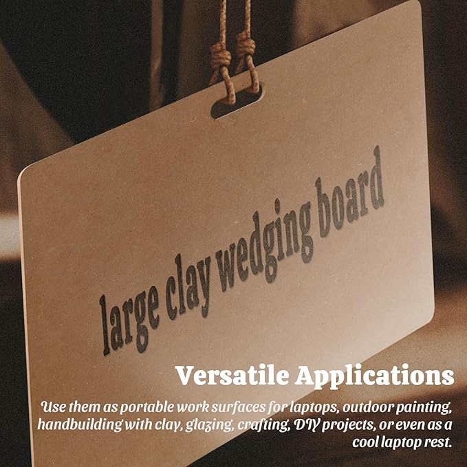 CALPALMY Clay Wedging Board with Convenient Built-in Handle - 24 x 18" Portable Clay Board for Ceramics, Clay Crafts, and Pottery - Sturdy 9mm Thickness MDF Tote Board for Clay Art Enthusiasts