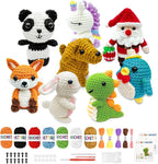 HUASHILUO 8Pcs Crochet Kit for Beginners, 2026 DIY Craft for Adults and Kids, Great Christmas Gift for Crochet Lovers, Crocheting Animal Kits with Step by Step Videos,Yarn,Crochet Hook