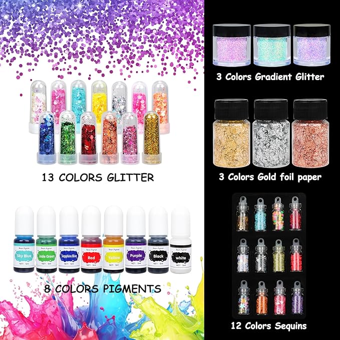 KISREL UV Resin Jewelry Making Kit - 500g Crystal Clear UV Resin and Jewelry Molds, Large UV Light with 22 Beads, Fast Curing for Keychains, Earring Making, DIY Craft Decorations