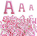 1.3 inch Iron on Letter Patches 78 Pieces, A-Z Embroidered Alphabet Patches for Clothing Jackets Hats Backpacks Jeans Pink