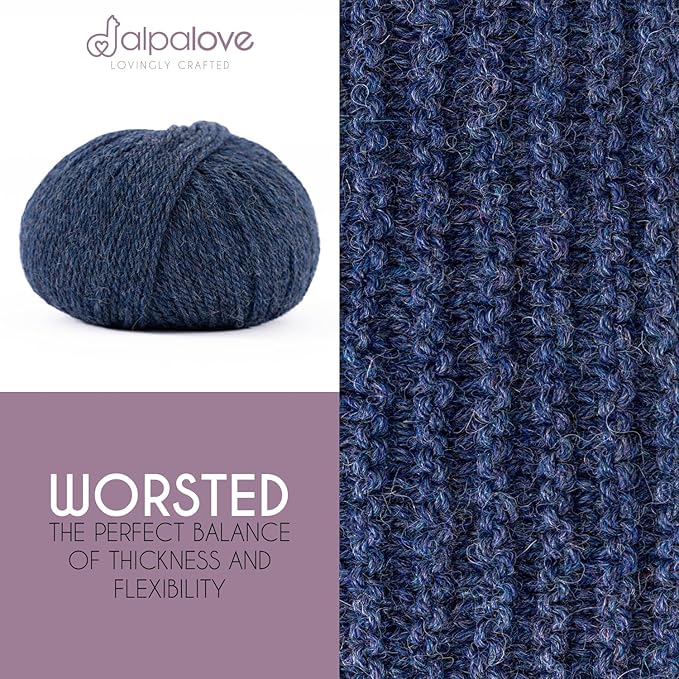 Worsted Set (6 x 1.75 oz) Super Soft Baby Alpaca Knitting Yarn Dark Blue 656 Yards