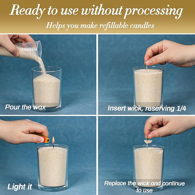 Nude Snow Pearled-Candles with Wicks - DIY Candle Sand,Pearled Sand Wax with Wicks,Pearled Wax,Refillable for Weddings,Partie,Halloween,Christmas,Thanksgiving