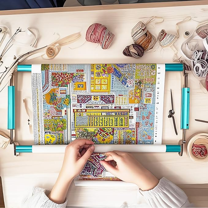 Couple Embroidery Art Embroidery Clip Frame 60cm Cross Stitch 4 Slot Presser Heavy Duty Embroidery Bandage Embroidery Frame Needlepoint Frame Embroidery Scroll Frame Embroidery Frames (Blue)