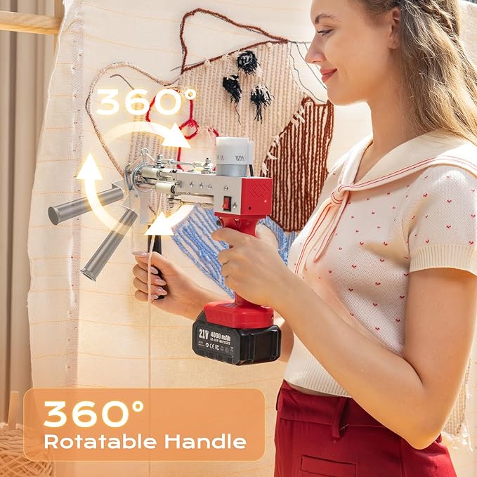 BESGEER Cordless Rug Tufting Gun with Carpet Trimmer Kit, Tufting Gun Starter Kit with 2pcs 4.0Ah Batteries，2 in 1 Cut Pile and Loop Pile Tufting Gun, with Tufting Cloth and Yarn Beginners