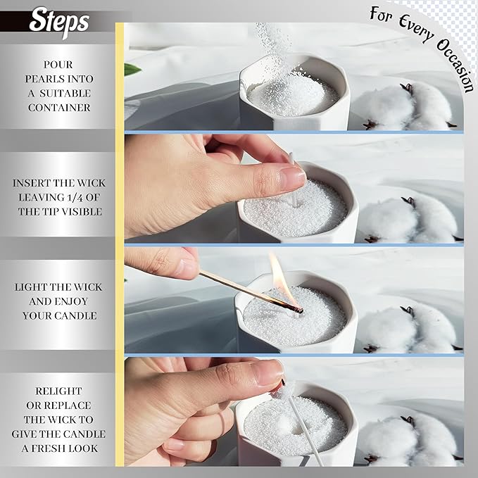 2" Black Cotton Candle Wicks 500-Pack – Metal-Free & Lead-Free for Pearled Candles Sand Wax Extra Refill, DIY Candle Making