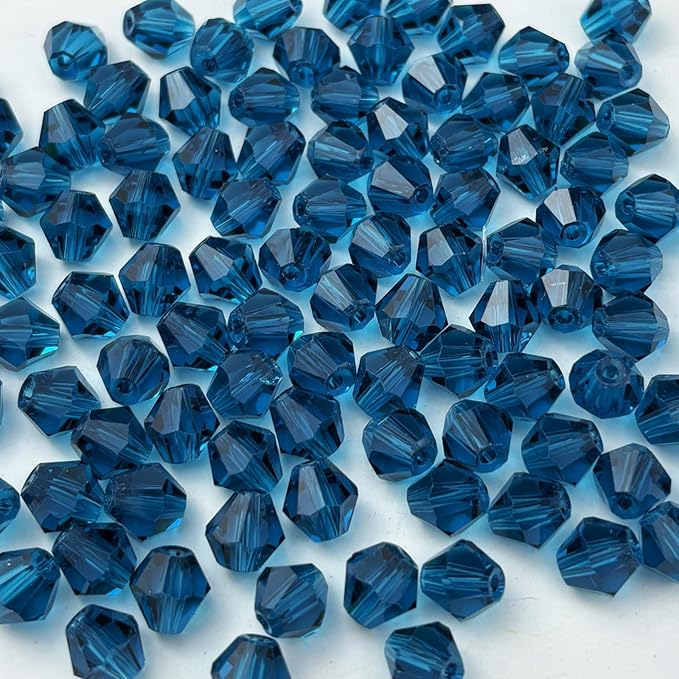 100pcs 8mm Bicone Glass Crystal Beads for Jewelry Making, Faceted Bicone Glass Spacer Beads for Bracelet Earring Necklace DIY Craft(Peacock Blue)