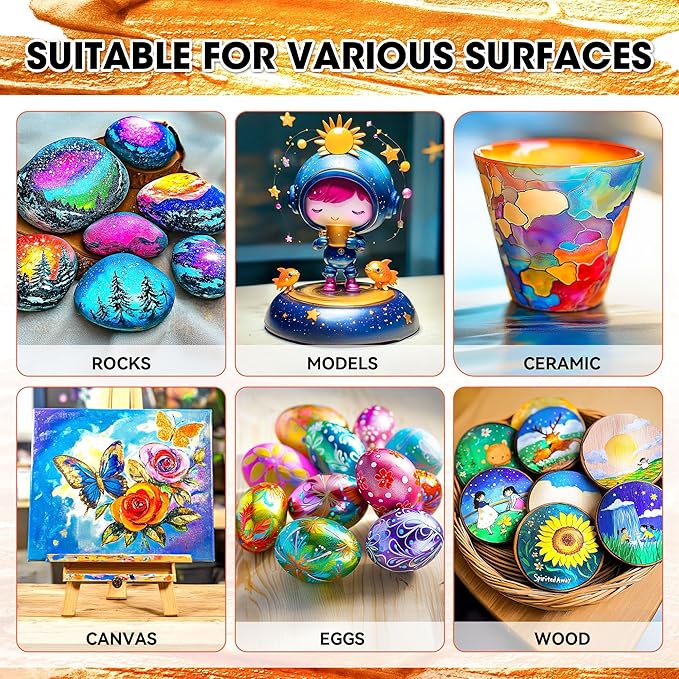 52 Pcs Metallic Acrylic Paint Set with 12 Brushes, 2 Knives & Palette, 36 Colors (2oz/60ml) - for Adults, Kids, Artists & Beginners - Canvas Ceramic Rock Wood Pumpkin Painting Kit