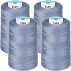 Simthread All Purpose Sewing Thread from 100% Spun Polyester for Serger, Overlock, Merrow, Quilting Sewing 4 Big Cones of 5000M (5500 Yards) Each - 40S/2 Grey