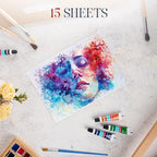 Wanderings Thick Handmade Watercolor Paper with Deckled Edge A5-5.8x8.3-500GSM Premium White Cold -Pressed Textured Mixed Media Paper Made with Recycled Cotton - 15 Loose Leaf Sheets