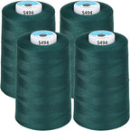 Simthread All Purpose Sewing Thread from 100% Spun Polyester for Serger, Overlock, Merrow, Quilting Sewing 4 Big Cones of 5000M (5500 Yards) Each - 40S/2 Dark Green