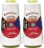 Mandala Crafts White Thread Cones for Machine and Hand Quilting - 2400 Yds 50 WT Multiple Purpose Mercerized 100% Cotton Threads for Sewing Machine Serger Embroidery