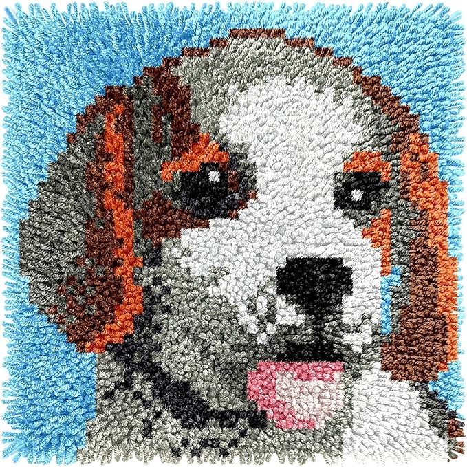 Latch Hook Rugs Kits for Kids Adults Beginners, Dinosaur Owl Smile Star Sunflower Dog Panda Small Large DIY Latch Hook Rug Making Kit for Girls and Boys