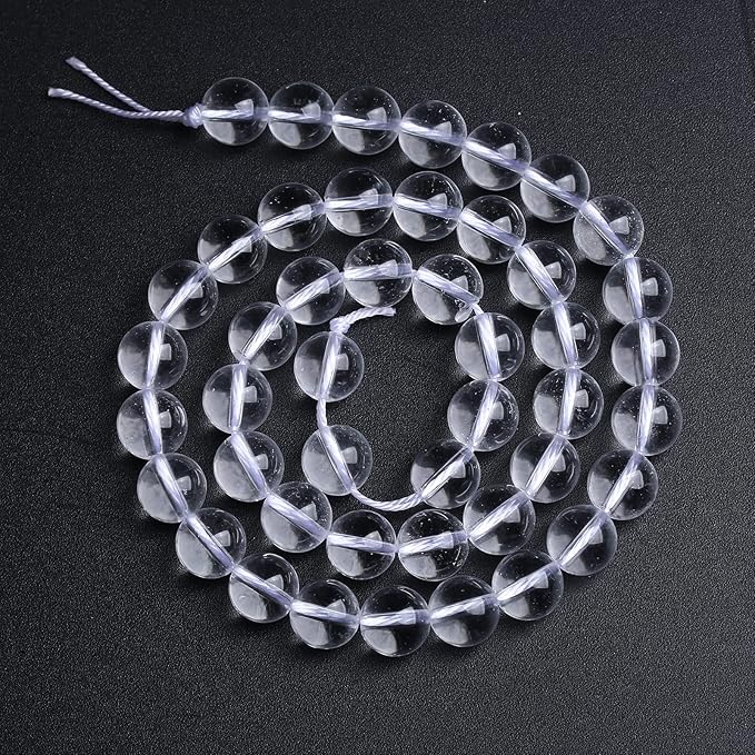 8MM 45PCS Natural Clear White Crystal Quartz Gemstone 3A Grade Round Loose Beads for Jewelry Making DIY Bracelet 1 Strand 15''