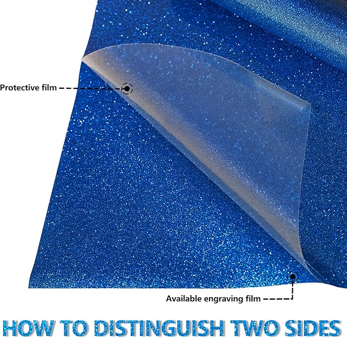 Blue Glitter HTV Heat Transfer Vinyl Rolls 12inch by 6feet PU Stretch Iron on Vinyl HTV Vinyl for T-Shirt for Silhouette and Cameo (6Ft, Z1-Glitter Blue)