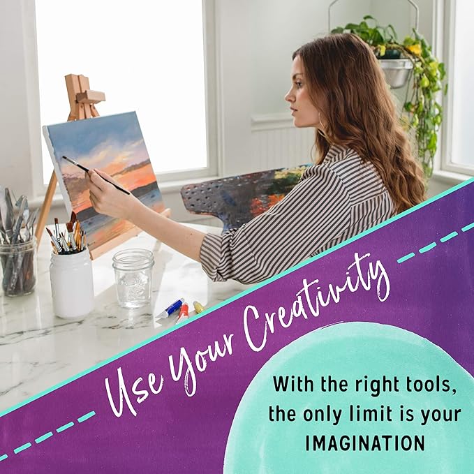 Crafts 4 All Acrylic Paint Brushes - Pack of 12 Professional, Wide and Fine Tip, Nylon Hair Artist Paintbrushes - Paintbrush Bulk Set for Watercolor, Canvas, Craft, Detail & Oil Painting