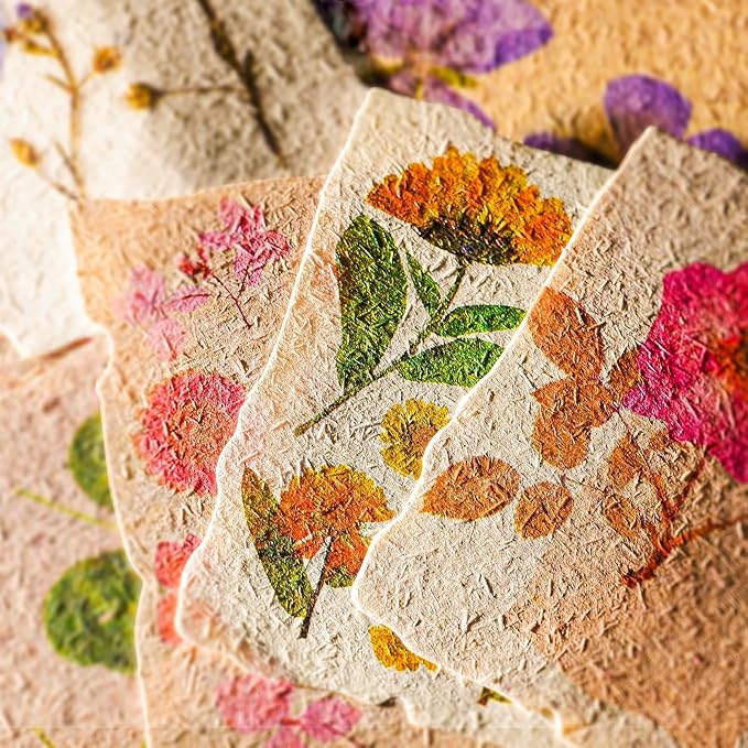120Pcs Floral Textured Scrapbook Paper - 4 pack Embossed Rice Decoupage Paper Craft Special Mixed for Scrapbooking Junk Journaling Supplies Planner Bullet Cards Making Collage Decorative DIY Materials
