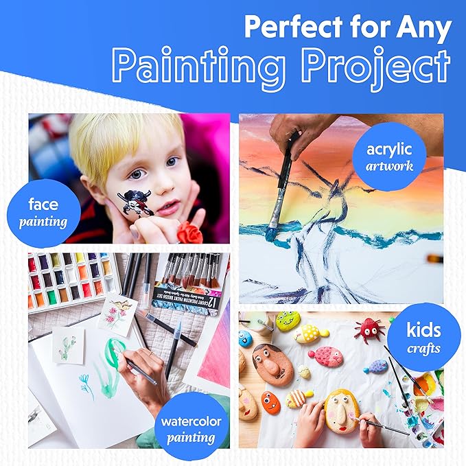 Crafts 4 All Acrylic Paint Brushes - Pack of 10 Professional, Wide and Fine Tip, Nylon Hair Artist Paintbrushes - Paintbrush Bulk Set for Watercolor, Canvas, Craft, Detail & Oil Painting