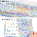GIRAFVINYL Sparkle Holographic Glitter Vinyl, Silver Glitter Vinyl Permanent for Home and Car Christmas Decorations, Expressions, Signs, Stickers, 12 Inch X 6 ft