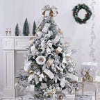 White Velvet Wired Ribbon with Glitter Back 2.5 Inch White and Gold Christmas Ribbon Wired Ribbon for Christmas Tree, Gift Wrapping, Mantel, Wreaths Supplies, Topper Bows (10 Yards)