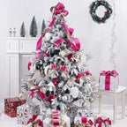 Hot Pink Velvet Wired Ribbon with Glitter Back 2.5 Inch Pink and Gold Christmas Ribbon Wired Fuschia Ribbon for Valentine's Day, Gift Wrapping, Wreaths Supplies (10 Yards)