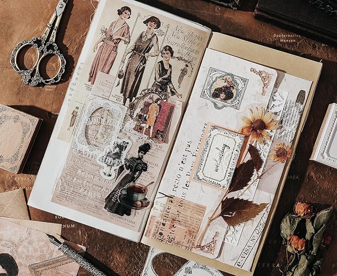 7pcs Wood Rubber Stamp Set, Frame Pattern Decorative Stamp Set for Art Craft, Journal, Diary, Scrapbook, Planner, Letter, Card Making M-19 (Set-2)