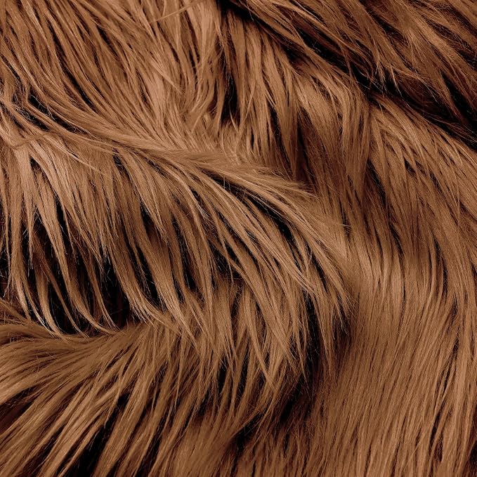 Tatuo Faux Fur Fabric Christmas Fluffy Fuzzy Craft Fake Fur Cuts Shaggy Synthetic Plush Patch Sewing DIY Winter Halloween Costume Gnome Beard Miniature Dolls Rugs Mats Gift(Brown,10 x 20 Inch)
