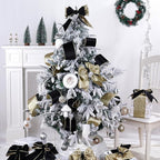 Black Velvet Wired Ribbon with Glitter Back 4 Inch Black and Gold Christmas Ribbon Wired Ribbon for Christmas Tree, Gift Wrapping, Mantel, Wreaths Supplies, Topper Bows (10 Yards)