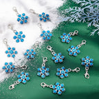 SUNNYCLUE 1 Box 30Pcs Stitch Markers Crochet Stitch Marker Christmas Large Snowflake Charms Double Sided Clip On Removable Lobster Clasp Charm Locking Knitting Markers for Weaving Sewing Quilting