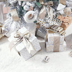 Champagne Velvet Wired Ribbon with Glitter Back 2.5 Inch Ivory and Gold Christmas Wired Ribbon for Christmas Tree Decorations, Gift Wrapping, Mantel, Wreaths Supplies, Topper Bows (10 Yards)