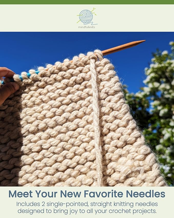 mindfulknits Premium Straight Single Pointed Beech Wood Knitting Needles – Size US 4, 3.5mm – 35cm Length – Straight Needle Set - Crafting & Knitting Supplies for Relaxation & Stress Relief (3.5mm)