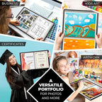 Dunwell Art Portfolio 8.5x11 Folder (Silver), Mounting Paper, Portfolio Binder for Artwork and 8.5 x 11 Documents Art Folder, 24 Pockets Display 48 Pages, Acid-Free Poly Presentation Book