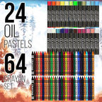 U.S. Art Supply 162-Piece Mega Wood Box Artist Kit with Painting, Drawing & Art Supplies for Adults - 24 Each (Watercolors, Oil Pastels, Pencils), 60 Crayons & 2 Brushes - Art Kit for Adults, Gift Set