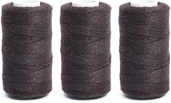 Ryalan UV Resistant High Strength Polyester Thread for Upholstery, Outdoor Market, Drapery, Beading, Purses, Leather, Hair Weave Bundles, Hair Extensions, Wig DIY Project 3 Rolls (3 Thread, Brown)