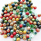 Ceramic Round Porcelain Beads Flower Porcelain Spacer Bead Craft Beads Ornamenets for DIY Jewelry Necklace Bracelet DIY Crafts for Women Above 12 Years Old 70 pcs