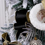 Black Velvet Wired Ribbon with Glitter Back 2.5 Inch Black and Gold Christmas Ribbon Wired Ribbon for Christmas Tree, Gift Wrapping, Mantel, Wreaths Supplies, Topper Bows (10 Yards)