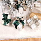 Hunter Green Velvet Wired Ribbon with Glitter Back 2.5 Inch Dark Green and Gold Christmas Wired Ribbon for Christmas Tree, Gift Wrapping, Crafts, Wreaths Supplies, Topper Bows (10 Yards)