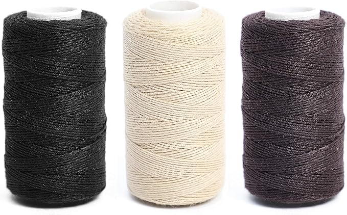 Ryalan UV Resistant High Strength Polyester Thread for Upholstery, Drapery, Beading, Purses, Leather, Hair Weave Bundles, Hair Extensions, Wig DIY Project 3 Rolls (3 Thread Black, Brown, Blonde)