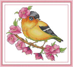 Threadhaven Counted Cross-Stitch Kit 14CT Aida Fabric with Threads, Needles & Guide | Animal Sewing Pattern Embroidery Kit for Adults | Premium DIY Craft Kit- Spring Bird 11.4''×10.6''