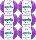 Estako Happy Wool (6 Skeins Pack) 40% Merino Wool 20% Cashmere Type Polyamide 40% Acyrlic Fingering Weight Soft Knitting and Crochet Yarn (6 x 1.76 oz) (6 x 191 yds) (8015 - Violet)