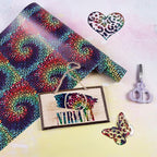 Leopard Tie Dye Permanent Vinyl Roll - 12" x 8ft, Multicolor, Leopard Pattern, Permanent Adhesive, Vinyl, 1 Count, Both Indoor & Outdoor, Rectangular, for Scrapbook, Bohemian Style