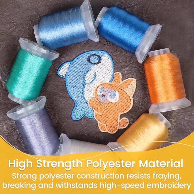 New brothread Mega Kit 150 Colors Compatible with Brother & Janome Polyester Embroidery Machine Thread 40WT 500M/550YD Compatible with Brother Babylock Janome Singer Pfaff Husqvarna Bernina Machines