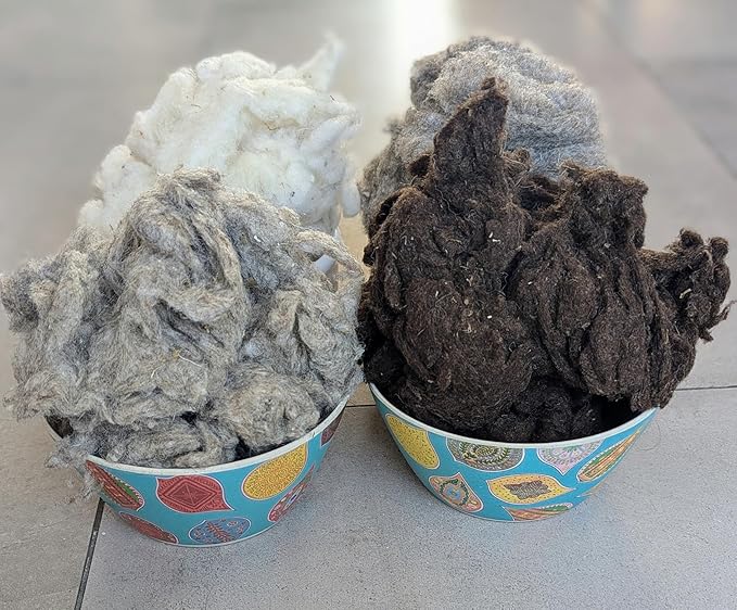 Kondoos 1 Lb Natural Washed Wool Noil w/Debris Batting Stuffing for Crafts, Quilting, Stuffed Animals, Cushions, Felting, Dryer Balls, Knitted Toys Insulation Fawn