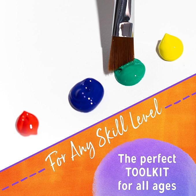 Crafts 4 All Acrylic Paint Brushes - Pack of 12 Professional, Wide and Fine Tip, Nylon Hair Artist Paintbrushes - Paintbrush Bulk Set for Watercolor, Canvas, Craft, Detail & Oil Painting